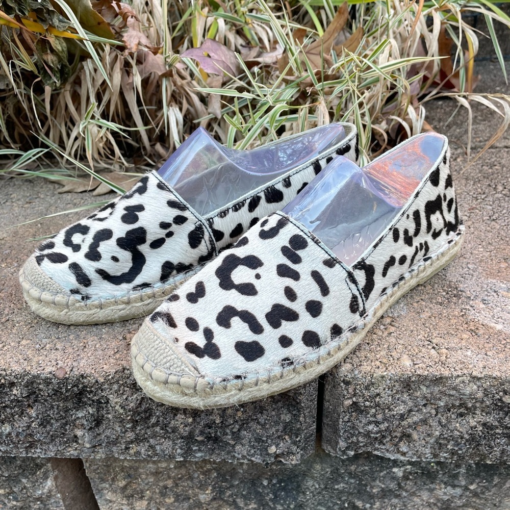 A By Anthropologie Espadrilles Flats Shoes Leopard Animal Print 37